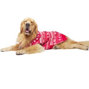 Ugly Sweater for Dog RED Fair Isle Style LARGE
